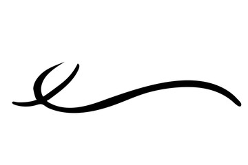 手描き風線素材　曲線　黒