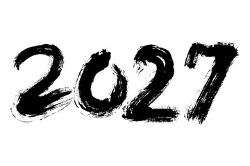 2027　手書きの墨で書いた筆文字素材
