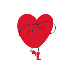 Heart emoji doing yoga, balancing on one leg.