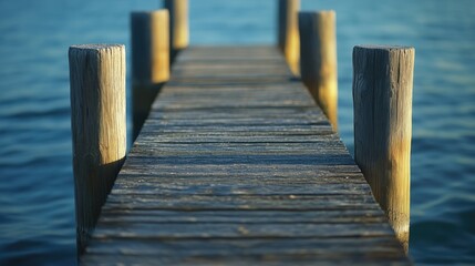 Obraz premium A wooden pier stretching out into the calm water
