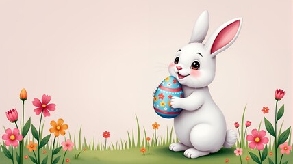 Fototapeta premium Adorable Bunny with Easter Gifts