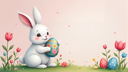 Adorable Bunny with Easter Gifts