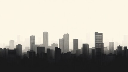 Obraz premium City Skyline Silhouette, Misty Day