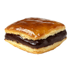 Flaky chocolate-filled pastry isolated on transparent background