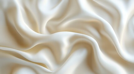 Elegant White Satin Fabric with Soft Waves and Smooth Texture