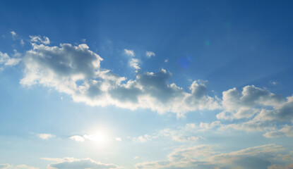 beautiful blue sky with soft white clouds for abstract background