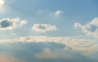 beautiful blue sky with soft white clouds for abstract background