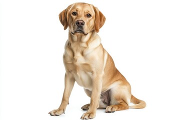 Golden Retriever Sitting Pose - A loyal, friendly golden retriever sits patiently, embodying companionship, trust, and canine elegance. The conveys warmth, happiness, and pure breed characteristics
