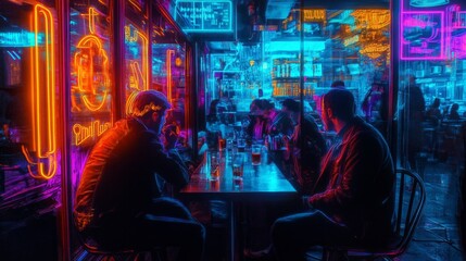 Obraz premium Neon Outline Effect View with Contrasts with Vibrant