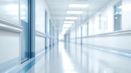 Bright and Clean Hospital Corridor with Modern Design and Lighting