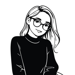 cut girl wearing glasses and happy 