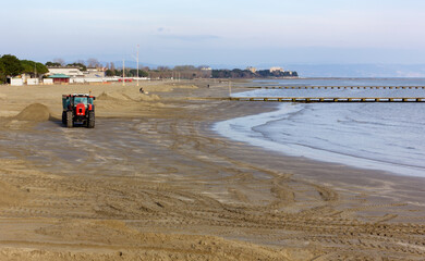 Work vehicle on a sandy beach