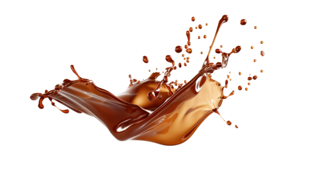 dark liquid Caramel sauce splash isolated on white background with clipping path cut-out, clipping path, transparent