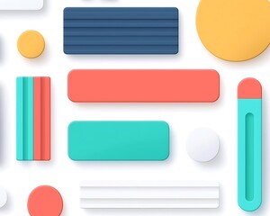Obraz premium Colorful shapes array on plain surface; background design element, website user interface, or presentation