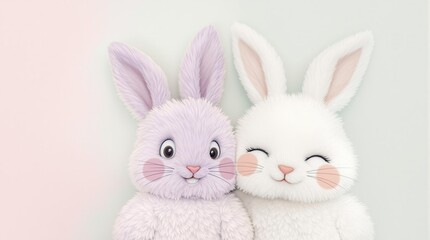 Obraz premium Two stuffed rabbits are standing next to each other
