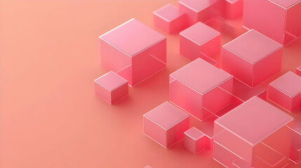 Obraz premium Abstract Pink Cubes Arranged on a Smooth Pastel Background with Studio Lighting