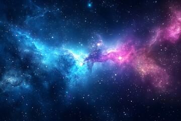 Vibrant Blue and Purple Nebulae with Twinkling Stars, Mesmerizing Galaxy Background