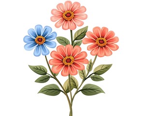 Daisies arrangement on white, for cards, isolated