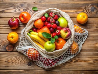 Sustainable, zero-waste mesh produce bags:  carry colorful organic fruits and veggies from farmers' markets to your kitchen.