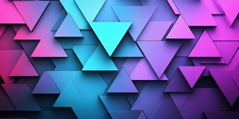 Fototapeta premium Abstract arrangement of triangles with gradient hues in pink and blue