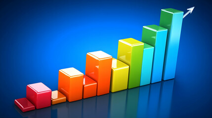 Colorful bar graph upward trend