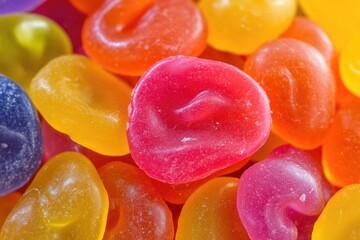 A close-up view of a pile of colorful gummy bears