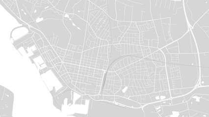 Obraz premium Background Esbjerg map, Denmark, white and light grey city poster. Vector map with roads and water.
