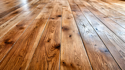 Polished oak wood floor, interior design, home renovation