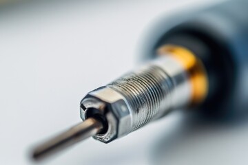 A close-up view of a screw secured in a screwdriver, suitable for use in DIY tutorials or product demonstrations