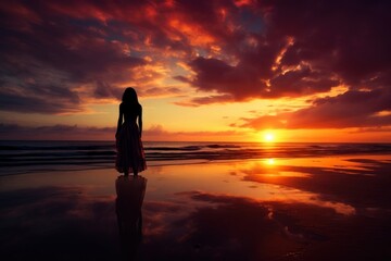 Fototapeta premium Silhouette beach backlighting silhouette.