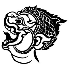 Hanuman Head Silhouette - Vector Art for Laser Cutting and Engraving. Thai style