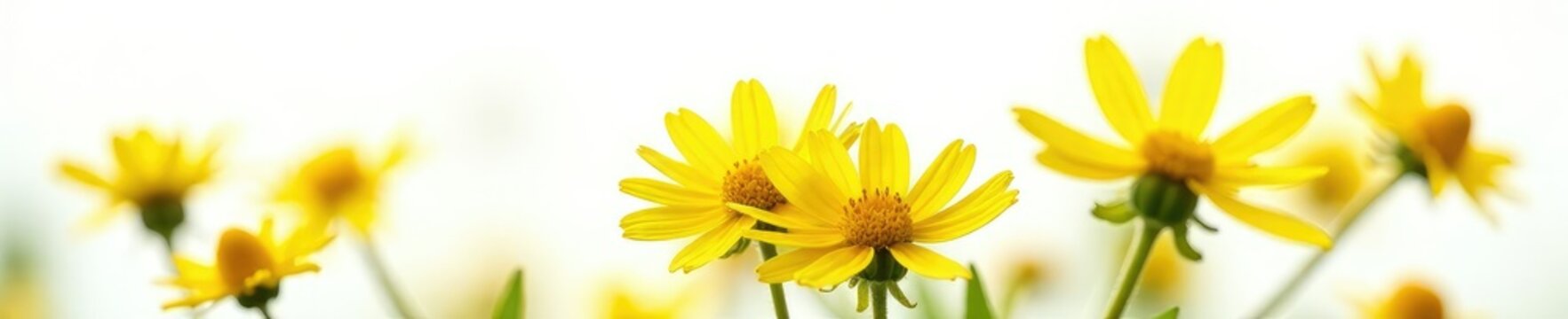 Euryops pectinatus isolated on white background, closeup, euryops pectinatus, yellow flower