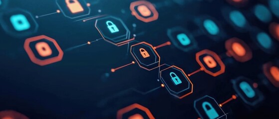 Digital Technological Proficiency Infographics concept. Blockchain Technology Infographic Explaining Decentralized Digital Network and Cryptographic Transactions