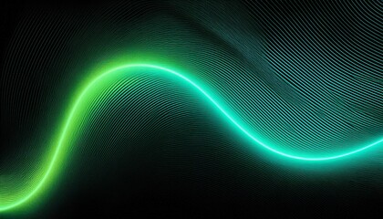 Glowing green cyan light wave patten in black background grainy gradient noise texture poster banner backdrop abstract design