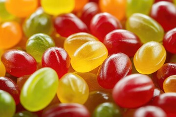 A colorful pile of jelly beans stacked on top of each other, great for illustration or design