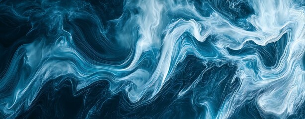 Obraz premium A mesmerizing abstract wave pattern in deep blue and white tones, evoking calmness.