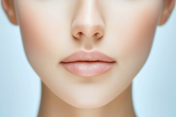 Fototapeta premium Minimalist close-up of a woman's lips with natural makeup. Beauty industry