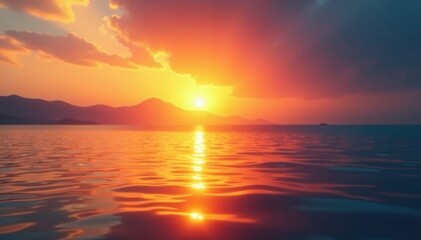 Obraz premium Softly glowing sunset casting a warm light on the water, water, gentle glow