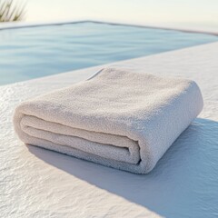 Clean and Simple 3D Render of a Folded Beach Towel by Poolside