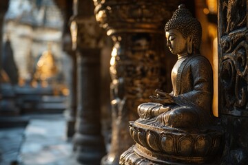 Fototapeta premium A statue of a person sitting on a pedestal, perfect for decorative or artistic use