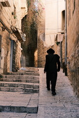 man walking in the old city