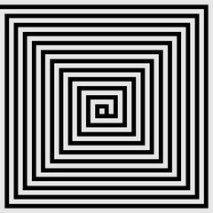 Black and white square spiral . Vortex illustration.