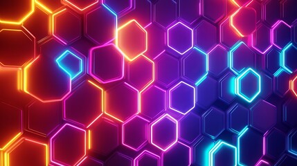Geometric Pattern Hexagons Experience with Neon with Geometric