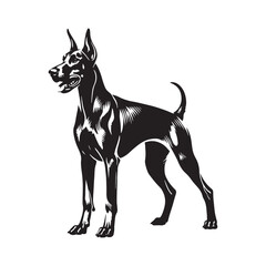 Doberman Pinscher Dog Vector - Silhouette of Doberman Pinscher Dog - Doberman Pinscher Dog Illustration.