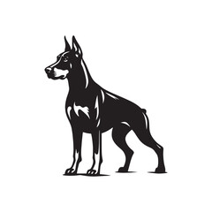 Doberman Pinscher Dog Vector - Silhouette of Doberman Pinscher Dog - Doberman Pinscher Dog Illustration.