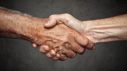 Close-Up of Two Hands Shaking with Different Skin Tones and Textures