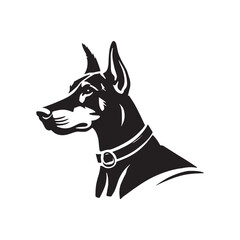 Doberman Pinscher Dog Vector - Silhouette of Doberman Pinscher Dog - Doberman Pinscher Dog Illustration.