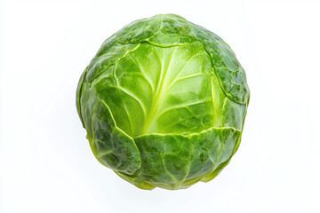 Obraz premium Fresh and vibrant green Brussels sprout with smooth leaves, showcasing its natural beauty and healthy appeal. Perfect for culinary uses and healthy dishes