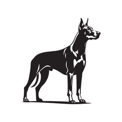 Doberman Pinscher Dog Vector - Silhouette of Doberman Pinscher Dog - Doberman Pinscher Dog Illustration.