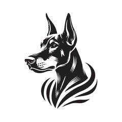 Doberman Pinscher Dog Vector - Silhouette of Doberman Pinscher Dog - Doberman Pinscher Dog Illustration.